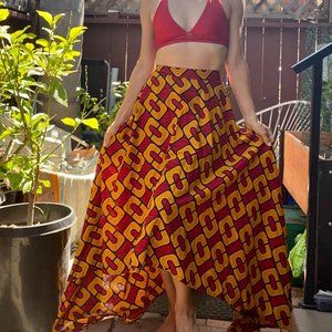 African Print Maxi Zipper Skirt